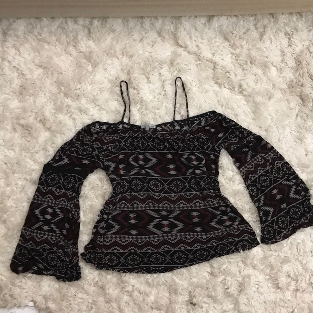Medium off the shoulder bell sleeve Aztec top